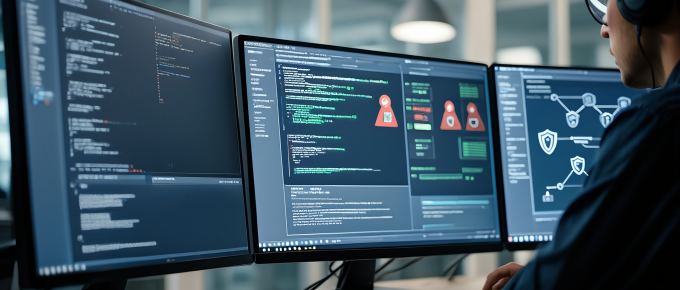Developer looking at the security of his code