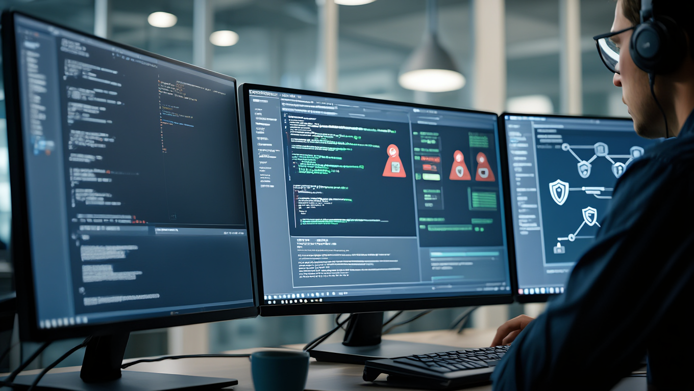 Developer looking at the security of his code